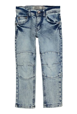 Little Boys Acid Wash Moto Jeans, Blue, Size 6