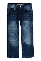 Little Boys Whiskered Straight Leg Moto Jeans, Blue, Size 4