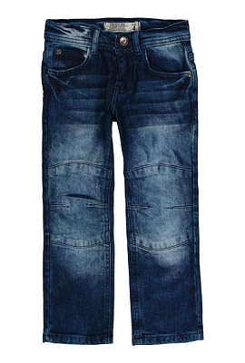 Little Boys Whiskered Straight Leg Moto Jeans, Blue, Size 7