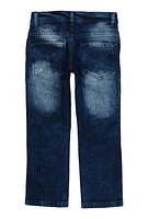 Little Boys Whiskered Straight Leg Moto Jeans, Blue, Size 4