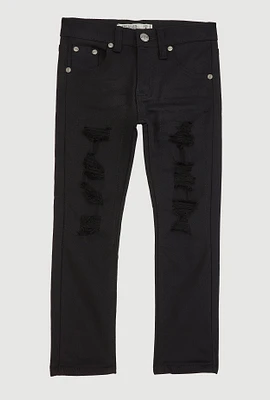 Little Boys Patch and Repair Skinny Jeans, Black, Size 4