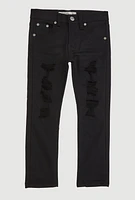 Little Boys Patch and Repair Skinny Jeans, Black, Size 4