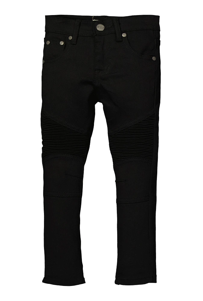 Little Boys Slim Leg Moto Jeans, Black, Size 4