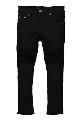 Little Boys Slim Leg Moto Jeans, Black, Size 4