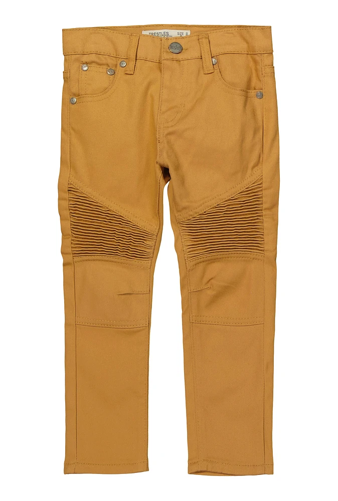 Little Boys Skinny Leg Moto Jeans, Khaki, Size 6