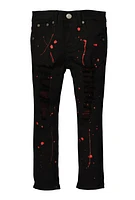 Little Boys Paint Splatter Distressed Jeans, Black, Size 5