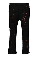 Little Boys Paint Splatter Distressed Jeans, Black, Size 7