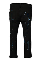 Little Boys Paint Splatter Print Distressed Jeans, Black, Size 6