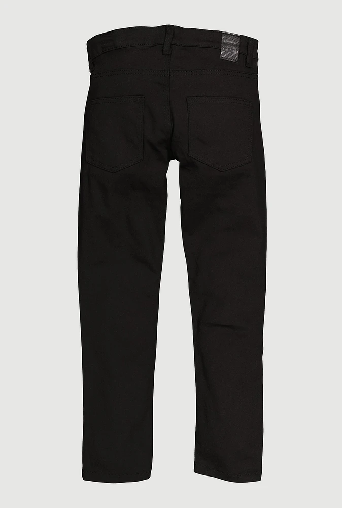 Boys Tabbed Cargo Pocket Moto Jeans, Black, Size 14
