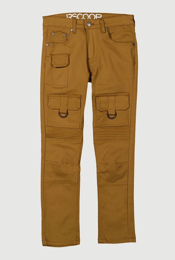 Boys Moto Cargo Pocket Skinny Jeans, Khaki,