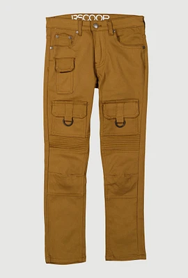 Boys Moto Cargo Pocket Skinny Jeans, Khaki,