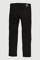 Boys Cargo Pocket Moto Jeans, Black,