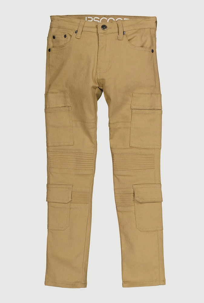 Boys Utility Moto Skinny Jeans, Khaki, Size 14