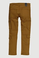 Boys Cargo Pocket Moto Skinny Jeans, Khaki, Size 14