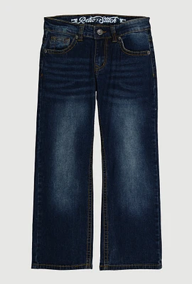 Boys Whiskered Straight Leg Jeans, Blue, Size 12