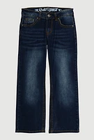 Boys Whiskered Straight Leg Jeans, Blue, Size 12