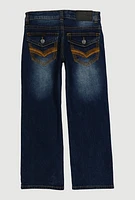 Boys Whiskered Straight Leg Jeans, Blue, Size 12