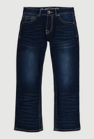 Boys Decorative Stitch Whiskered Jeans, Blue, Size 8