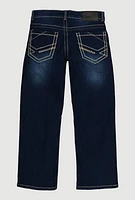 Boys Decorative Stitch Whiskered Jeans, Blue, Size 16