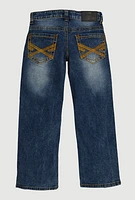 Boys Straight Leg Whiskered Jeans, Blue,