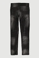 Boys Frayed and Distressed Whiskered Jeans, Black,