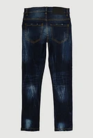 Boys Frayed and Distressed Jeans, Blue, Size 18