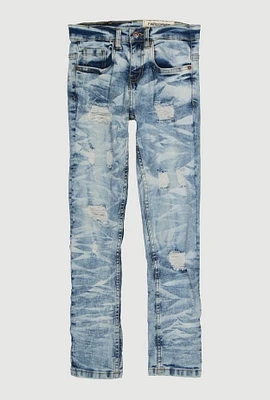Boys Mineral Wash Distressed Skinny Jeans, Blue, Size 18