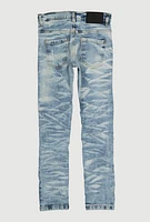 Boys Mineral Wash Distressed Skinny Jeans, Blue, Size 8