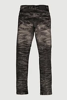 Boys Mineral Wash Patch and Repair Skinny Jeans, Grey,