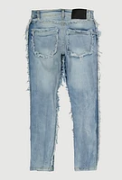 Boys Frayed Trim Skinny Jeans, Blue,