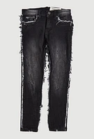Boys Mineral Wash Frayed Jeans, Black, Size 10
