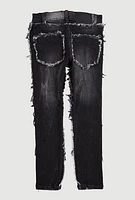 Boys Mineral Wash Frayed Jeans, Black,