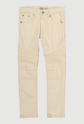 Boys Solid Moto Jeans, Khaki, Size 10