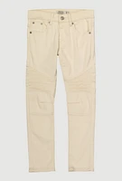Boys Solid Moto Jeans, Khaki, Size 10