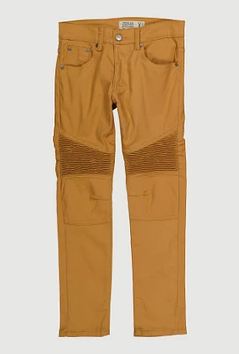 Boys Slim Leg Moto Jeans, Khaki, Size 12