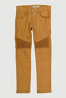 Boys Slim Leg Moto Jeans, Khaki, Size 12