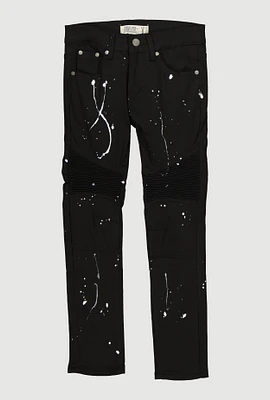 Boys Paint Splatter Moto Jeans, Black, Size 14