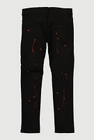 Boys Paint Splattered Moto Jeans, Black,
