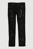 Boys Paint Splatter Distressed Jeans, Black, Size 18