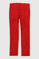 Boys Paint Splatter Patch and Repair Skinny Jeans, Red, Size 12