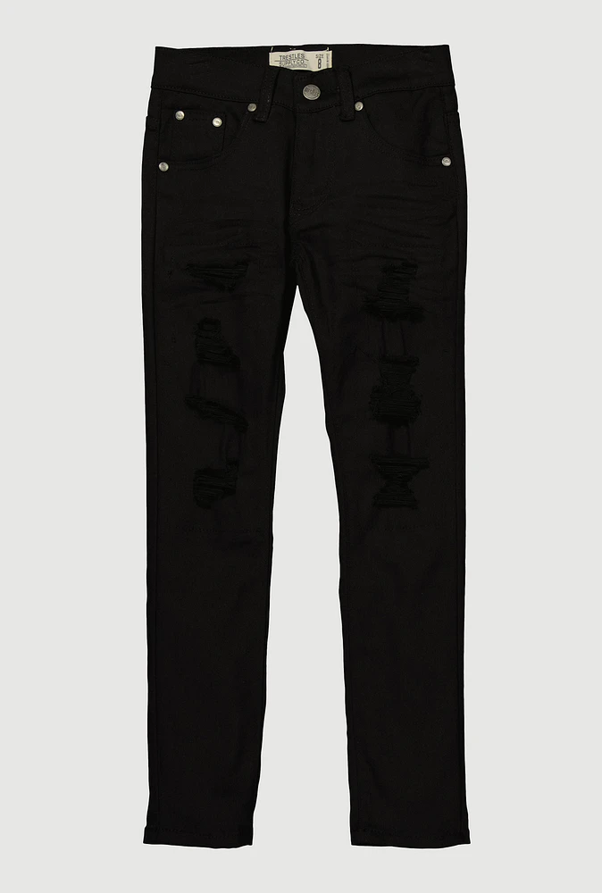 Boys Patch and Repair Skinny Jeans, Black, Size 12