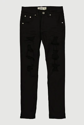 Boys Patch and Repair Skinny Jeans, Black, Size 12