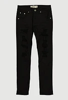 Boys Patch and Repair Skinny Jeans, Black, Size 12