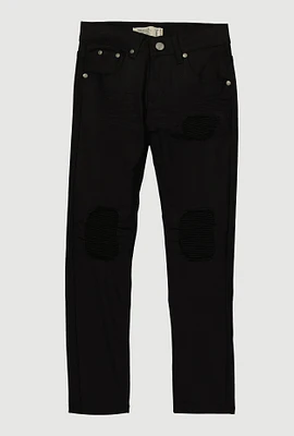 Boys Patch and Repair Moto Skinny Jeans, Black,