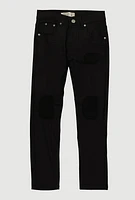 Boys Patch and Repair Moto Skinny Jeans, Black,