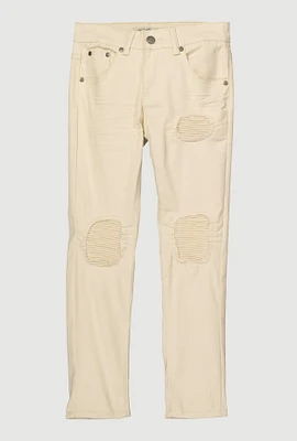 Boys Moto Patch and Repair Skinny Jeans, Khaki,