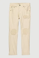 Boys Moto Patch and Repair Skinny Jeans, Khaki,
