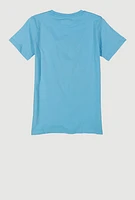 Boys Bunny Chenille Patch Crew Neck Graphic Tee, Blue, Size 18-20