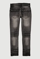 Boys Two Tone Patch and Repair Distressed Jeans, Black, Size 16