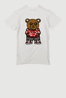 Boys Bear Chenille Patch Graphic Tee, White, Size 14-16